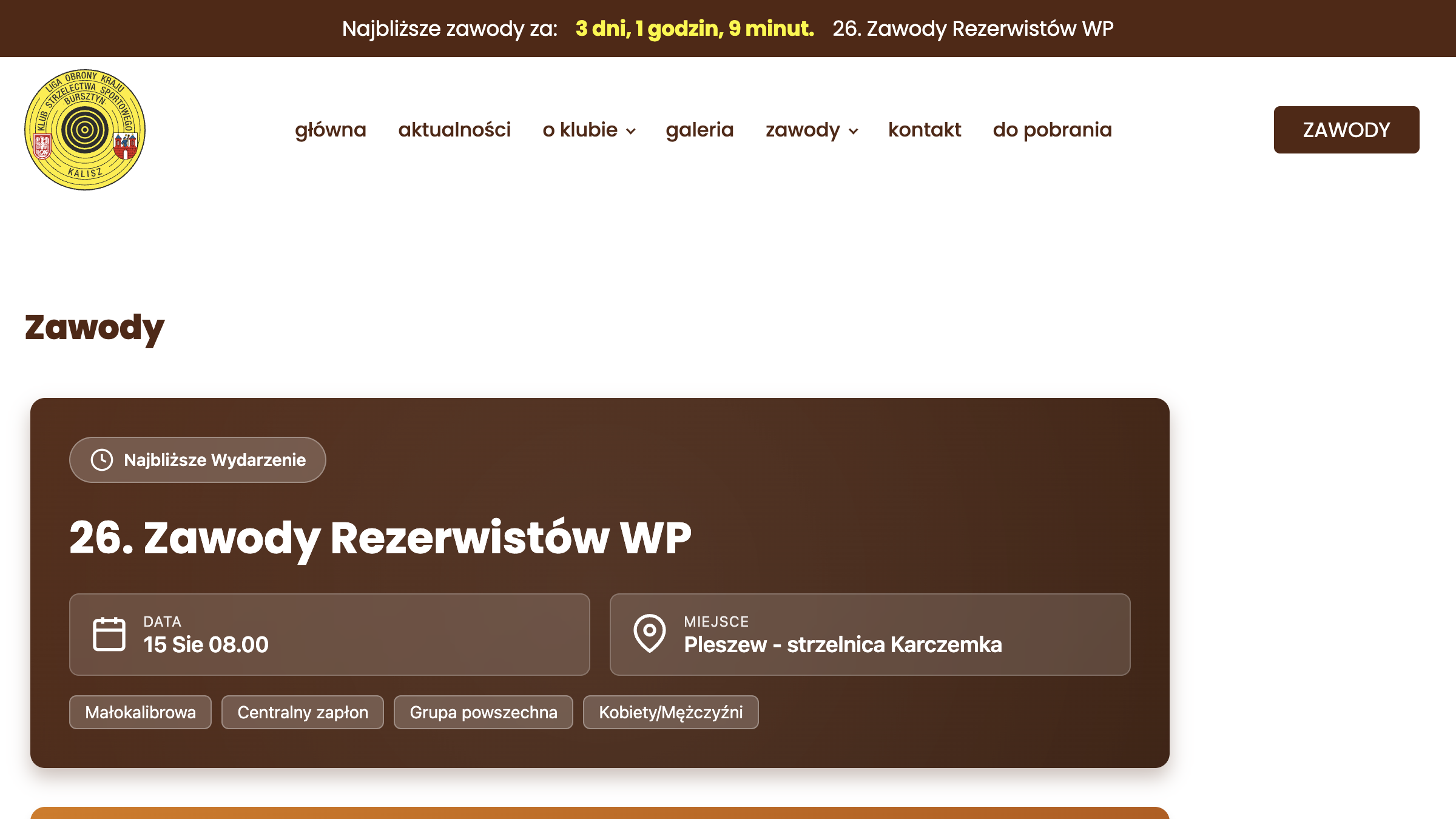KSS Bursztyn - Competition calendar