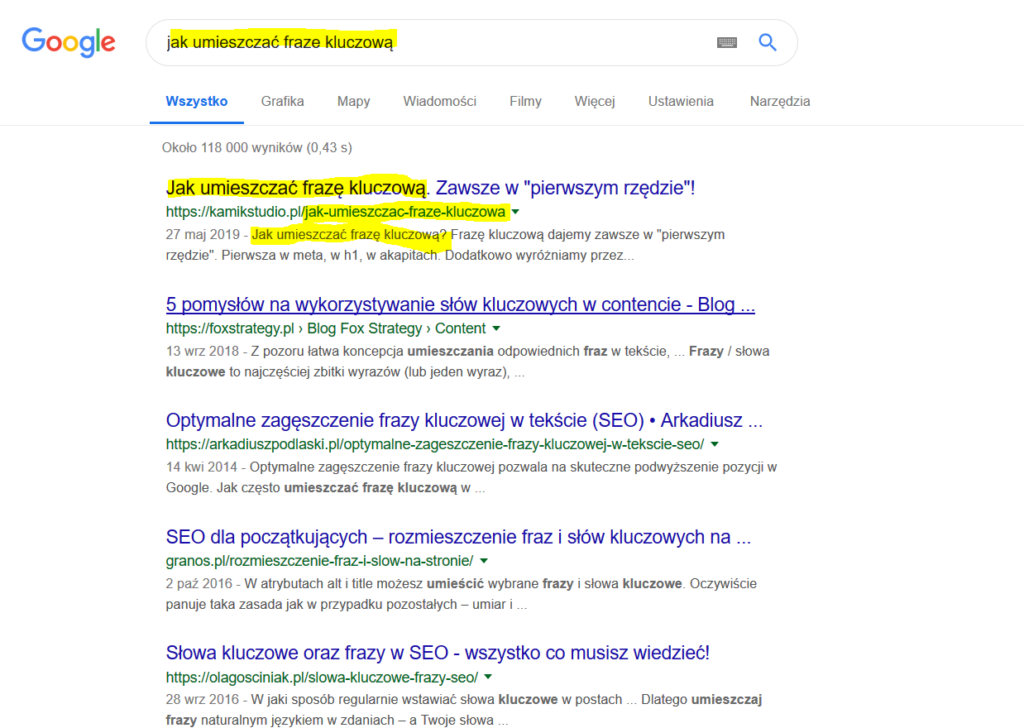 How to place a keyword