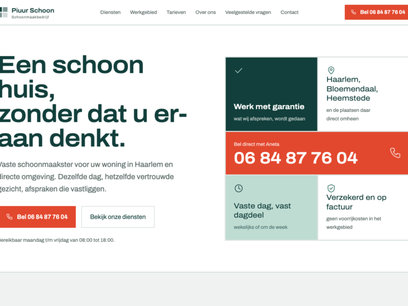 Piuur Schoon Schoonmaakbedrijf - schoonhaarlem.nl website
